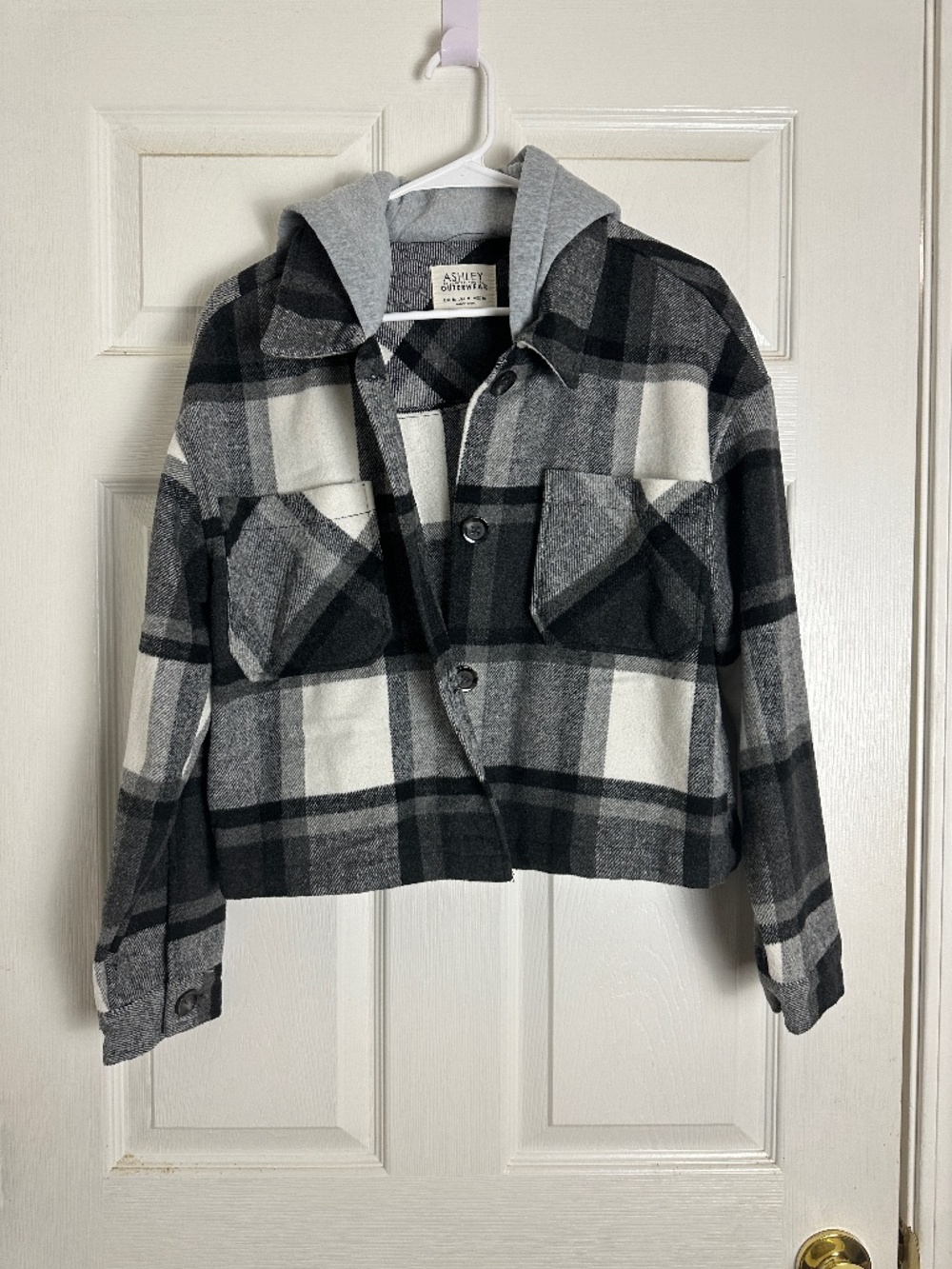 Ashley Outerwear Black Plaid Shacket Women Size M Winter Grunge Streetwear
